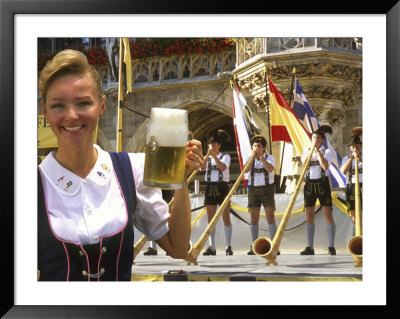 German Woman Holding Stein Of Beer, Oktoberfest by Bill Bachmann Pricing Limited Edition Print image