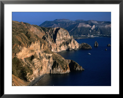 Coastline From Village Quattroochi And Island Vulcano In Background,Sicily, Italy by Dallas Stribley Pricing Limited Edition Print image