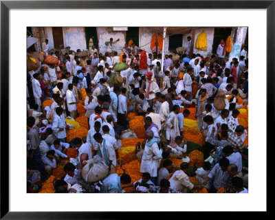 Pilgrims Stock Up On Marigolds Diwali Festival, Varanasi, Uttar Pradesh, India by Greg Elms Pricing Limited Edition Print image
