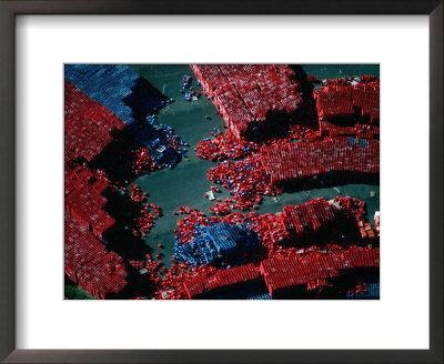 Aerial View Of Thousands Of Red And Blue Crates In A Storage Depot, Melbourne, Australia by Rodney Hyett Pricing Limited Edition Print image
