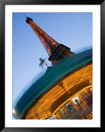Winter View Of The Eiffel Tower And Carousel, Paris, France by Walter Bibikow Pricing Limited Edition Print image
