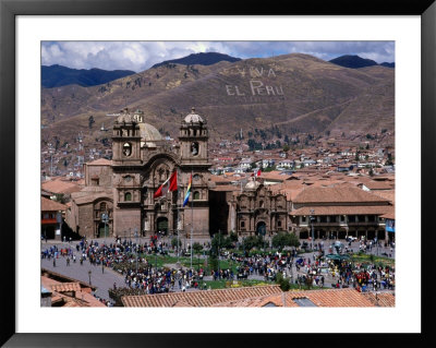 Crowds Mingle On Plaza De Armas In Front Of Church Of La Compania De Jesus, Cuzco, Peru by Grant Dixon Pricing Limited Edition Print image