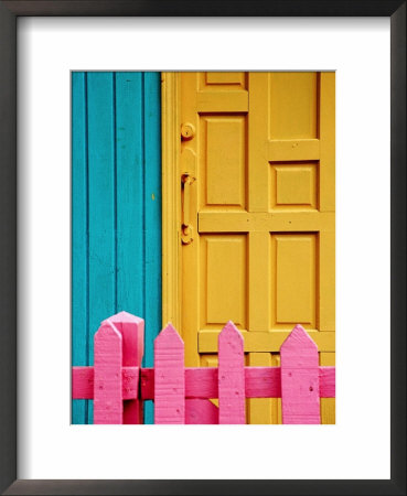 Painted Door And Fence, Downtown, French Side, Marigot, St. Martin by Richard Cummins Pricing Limited Edition Print image