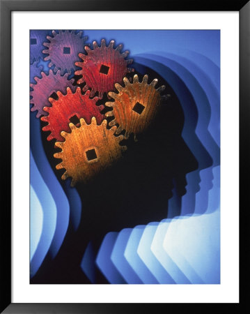 Silhouette Of Head With Gears For A Brain by Highbridge Pricing Limited Edition Print image