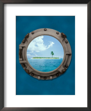 Desert Island Seen Through A Ship's Port Hole by Chuck Carlton Pricing Limited Edition Print image