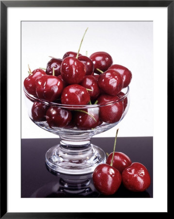 Cherries In A Glass Bowl On Granite by Eric Kamp Pricing Limited Edition Print image