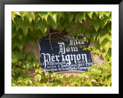 Street Sign Rue Dom Perignon, Inventor Of Champagne Method, Vallee De La Marne, Ardennes, France by Per Karlsson Pricing Limited Edition Print image