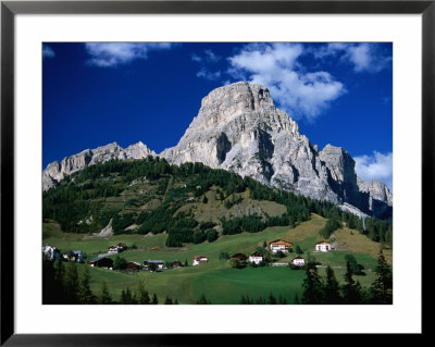 Sassongher Above Fields And Chalets Near Colfosco, Trentino-Alto-Adige, Italy by Grant Dixon Pricing Limited Edition Print image