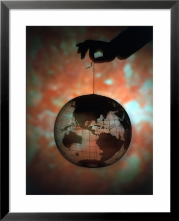Man's Hand Holding String With Globe Attached by Rick Raymond Pricing Limited Edition Print image