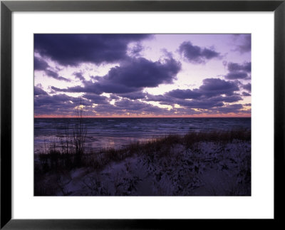 Sunset With Snow Over Lake Michigan by Peter L. Chapman Pricing Limited Edition Print image