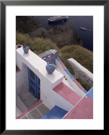 Cruise Ship Off Shore, Santorini, Greece by Dave Bartruff Pricing Limited Edition Print image