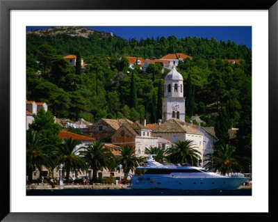 Buildings And Cruise Ship In Harbour Of Resort Town, Cavtat, Dubrovnik-Neretva, Croatia by Jon Davison Pricing Limited Edition Print image