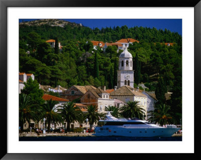 Buildings And Cruise Ship In Harbour Of Resort Town, Cavtat, Dubrovnik-Neretva, Croatia by Jon Davison Pricing Limited Edition Print image