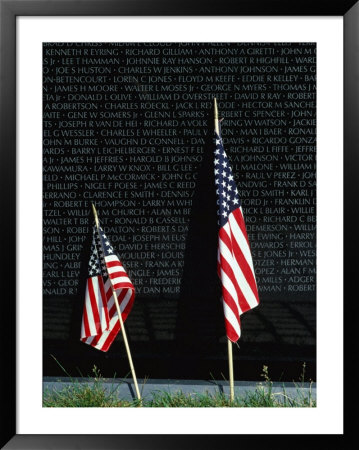 American Flags At Vietnam War Memorial, Washington Dc, Usa by Eric Wheater Pricing Limited Edition Print image
