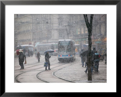 Winter Snowstorm, Place Grenette, Grenoble, Isere, French Alps, France by Walter Bibikow Pricing Limited Edition Print image