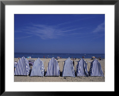 Blue And White Wind Breaker Tents, Aquitania, France by Michele Molinari Pricing Limited Edition Print image
