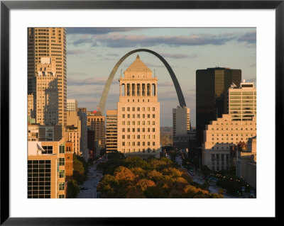 Downtown And Gateway Arch From The West At Sunset, St. Louis, Missouri, Usa by Walter Bibikow Pricing Limited Edition Print image