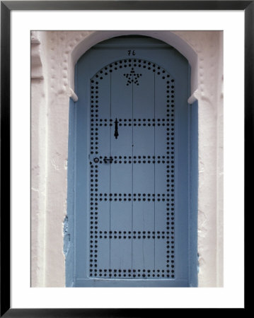 Moorish-Styled Blue Door And Whitewashed Home, Morocco by John & Lisa Merrill Pricing Limited Edition Print image