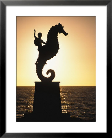 Statue Of Boy Riding Seahorse, Bay Of Banderas, Puerto Vallarta, Mexico by John & Lisa Merrill Pricing Limited Edition Print image