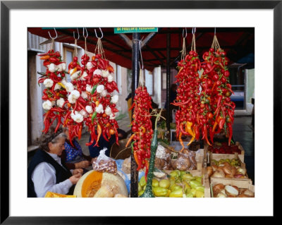 Hanging Chilli And Vegetables At Market, Rovinj, Croatia by Wayne Walton Pricing Limited Edition Print image