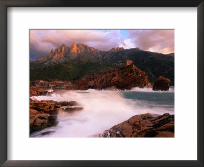 The Harbour And Genoese Tower With Capo D'orto Beyond, Porto, Corsica, France by David Tomlinson Pricing Limited Edition Print image