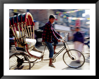 Cycle Rickshaw On Street, Kathmandu, Nepal by Christian Aslund Pricing Limited Edition Print image