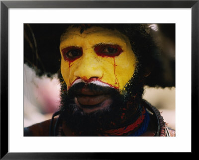 Tears Of Sweat Rain Red On This Huli Wigmans Face by Jodi Cobb Pricing Limited Edition Print image