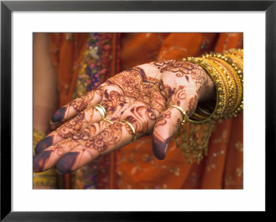 Wedding Guest Showing Henna Marking On Her Hand, Dubai, United Arab Emirates by Jane Sweeney Pricing Limited Edition Print image