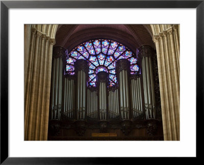 Detail Of Notre Dame Cathedral Pipe Organ And Stained Glass Window, Paris, France by Jim Zuckerman Pricing Limited Edition Print image