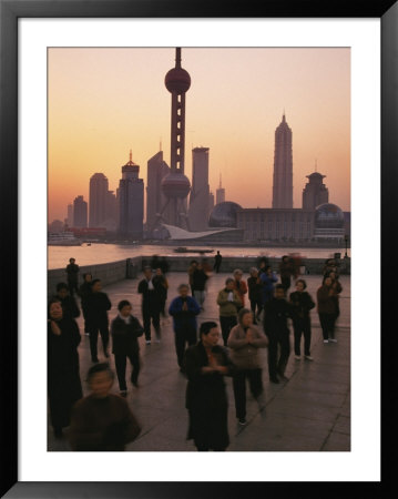 Tai-Chi On The Bund, Oriental Pearl Tv Tower And High Rises, Shanghai, China by Keren Su Pricing Limited Edition Print image