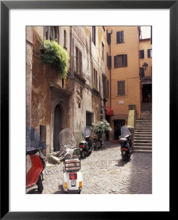 Motorscooters On Residential Street Near Vatican City, Rome, Italy by Connie Ricca Pricing Limited Edition Print image