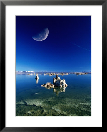 Moon Over Tufa Formations, Mono Lake Tufa State Reserve, Mono Lake, U.S.A. by Mark Newman Pricing Limited Edition Print image