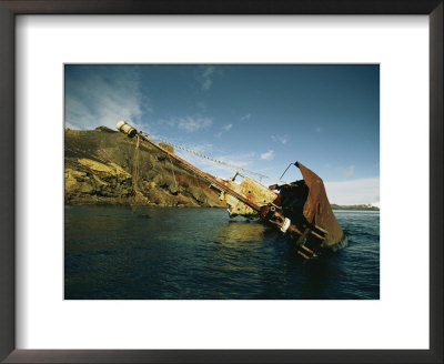 A Partially Submerged Shipwreck Along A Rocky Shore by Bill Curtsinger Pricing Limited Edition Print image