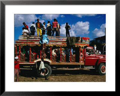 People Standing On Roof Of Crowded Intercity Bus, Port-Au-Prince, Ouest, Haiti by Eric Wheater Pricing Limited Edition Print image