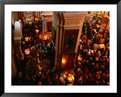 Congregation At Russian Orthodox Service In Cathedral Of The Holy Spirit, Minsk, Belarus by Jeff Greenberg Pricing Limited Edition Print image