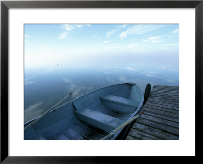 Sky Reflected On Water, Boat At Dock, Platte L, Mi by Peter L. Chapman Pricing Limited Edition Print image