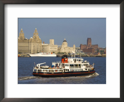 River Mersey Ferry And The Three Graces, Liverpool, Merseyside, England, United Kingdom, Europe by Charles Bowman Pricing Limited Edition Print image
