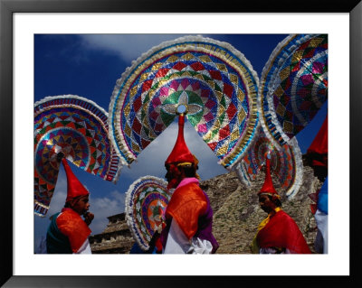 Traditional Quetzal Dancers With Elaborate Headresses At The Ancient Totonac Ruins, Mexico by Jeffrey Becom Pricing Limited Edition Print image