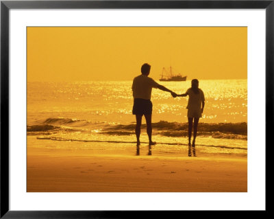 Hilton Head, Father And Daughter Walking On Beach by Jennifer Broadus Pricing Limited Edition Print image