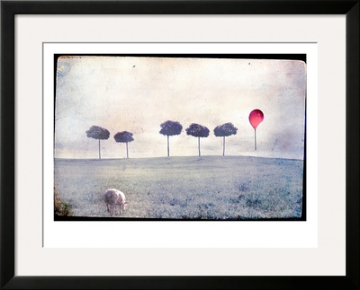 Lamb By Row Of Trees And Red Balloon by Mia Friedrich Pricing Limited Edition Print image