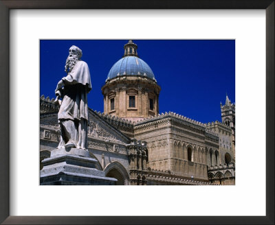 Statue And Palermo Cathedral, Palermo, Sicily, Italy by Dallas Stribley Pricing Limited Edition Print image