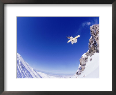 Snowboarder In Mid-Air, New Zealand by Douglas Hollenbeck Pricing Limited Edition Print image