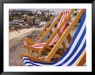 Deck Chairs For Hire On The Beach, St. Ives, United Kingdom by Glenn Beanland Pricing Limited Edition Print image