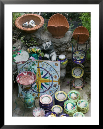 Ceramic Items For Sale, Positano, Amalfi Coast, Campania, Italy by Walter Bibikow Pricing Limited Edition Print image