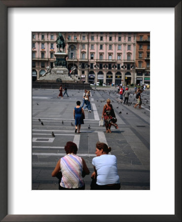 Two Women Chatting On Piazza Del Duomo, Milan, Italy by Martin Moos Pricing Limited Edition Print image