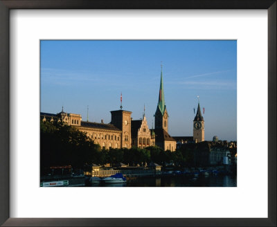 St Peter's Church (St Peterhofstatt) And Fraumunster Church, Zurich, Switzerland by Martin Moos Pricing Limited Edition Print image