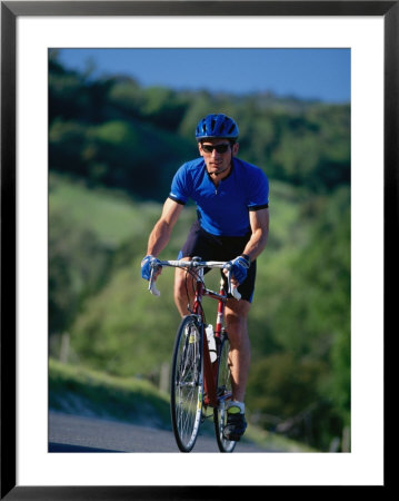 Bicyclist On Road, Napa Valley, Ca by Robert Houser Pricing Limited Edition Print image