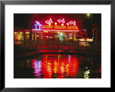 The Magic Beach Motel Sign Reflects In The Motel Pool by Stephen St. John Pricing Limited Edition Print image