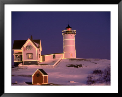 Nubble Lighthouse, Sunset, Christmas, York, Me by Ed Langan Pricing Limited Edition Print image