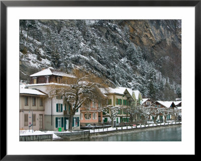Buildings Along Aare River, Interlaken, Bern, Switzerland by Walter Bibikow Pricing Limited Edition Print image